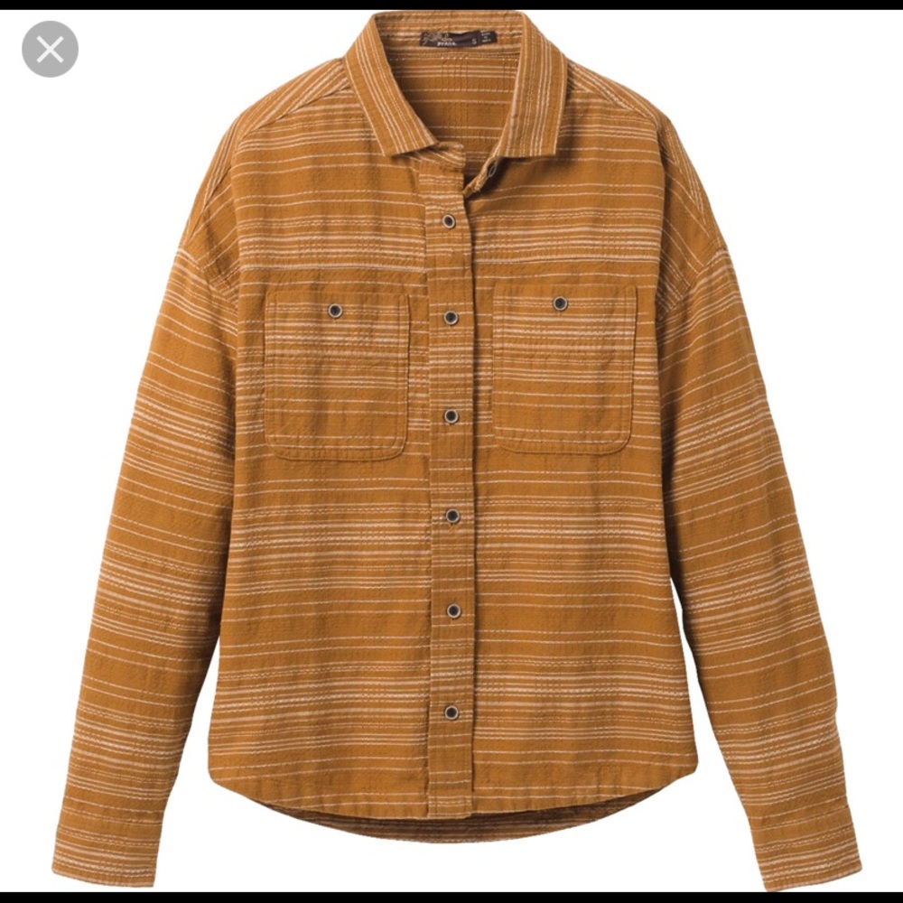 PrAna Dyri L/S Button Down Shirt Antique Bronze Size M NWT $79.